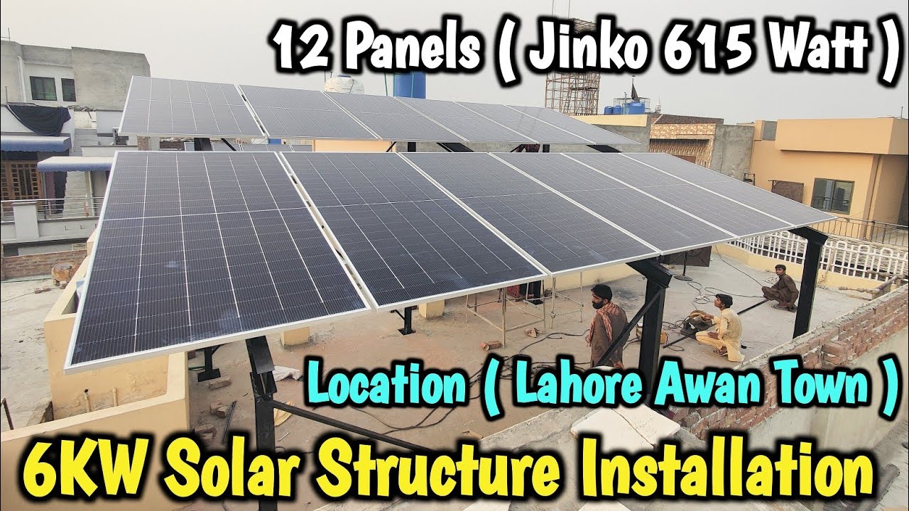 6KW Solar Structure Installation || 12 Panels ( 615 Watt ) Jinko Solar 