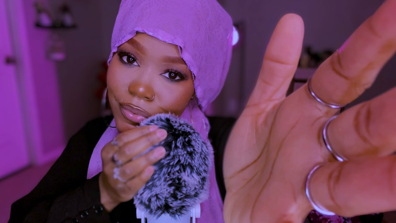 ASMR | Mouth sounds, Fluffy Mic Scratching, Up Close Hand Movements For Relaxation