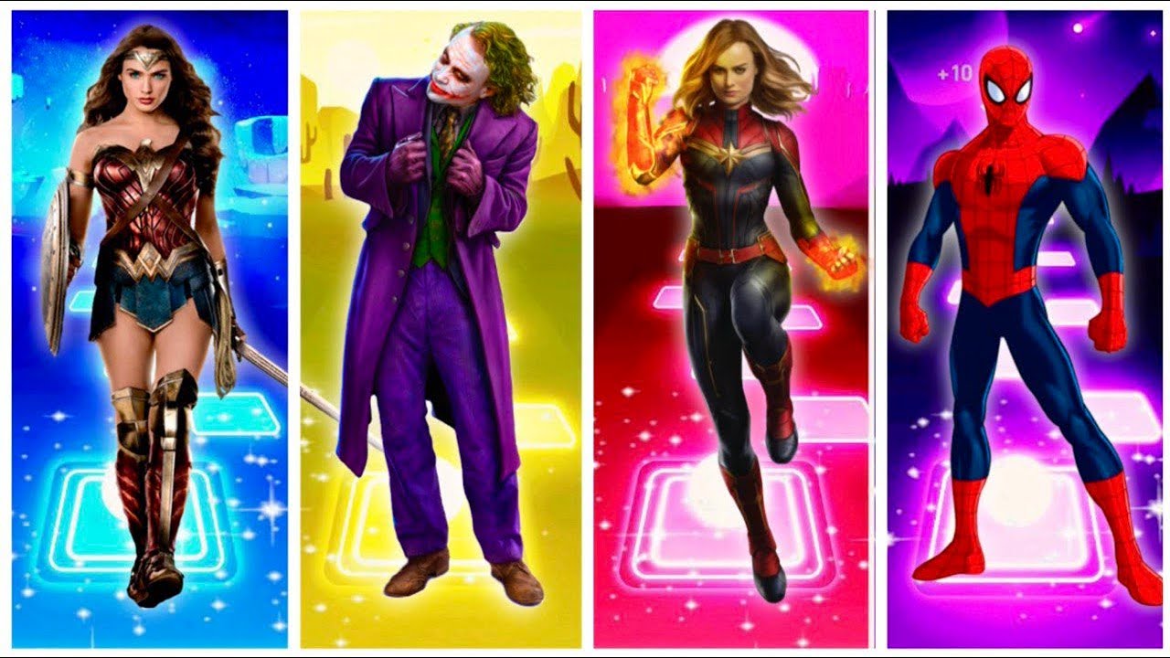 Wonder Woman, Joker, Captain Marvel & Spider-Man in Tiles Hop! 🔥