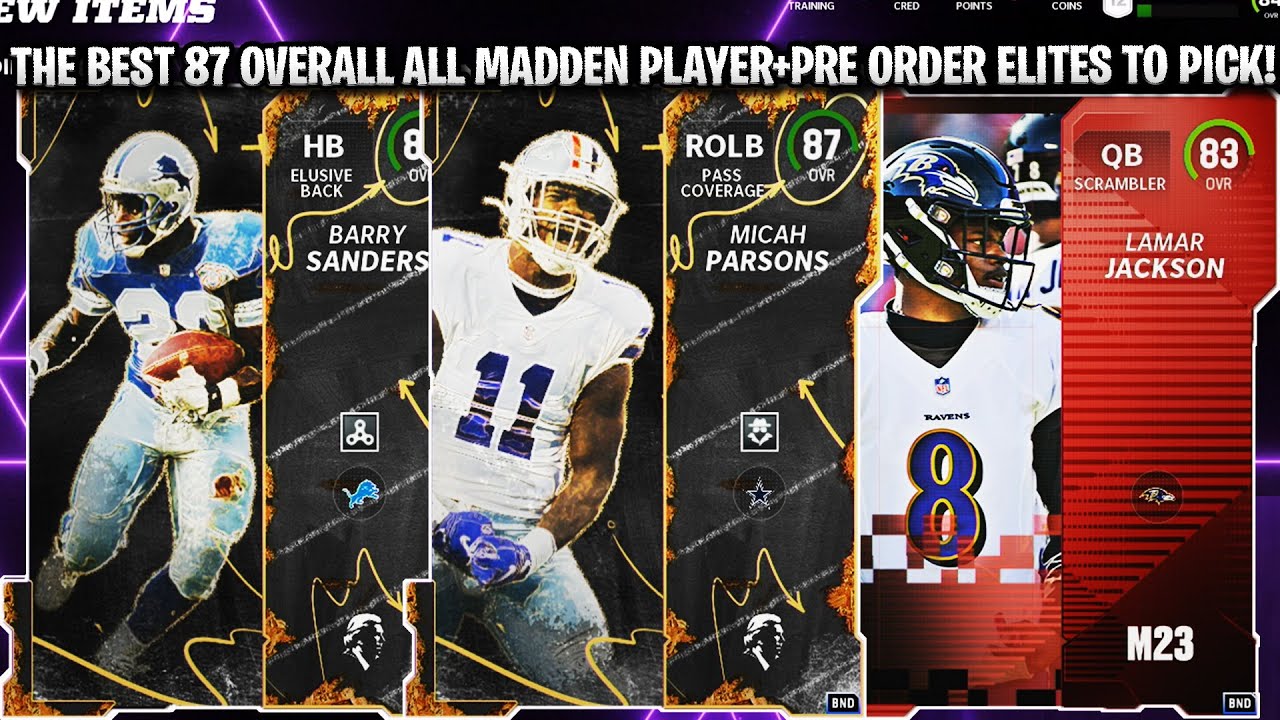 THE BEST ALL MADDEN 87 OVERALL AND 83 OVERALL PRE ORDER ELITES TO PICK IN MADDEN 23! | MADDEN 23