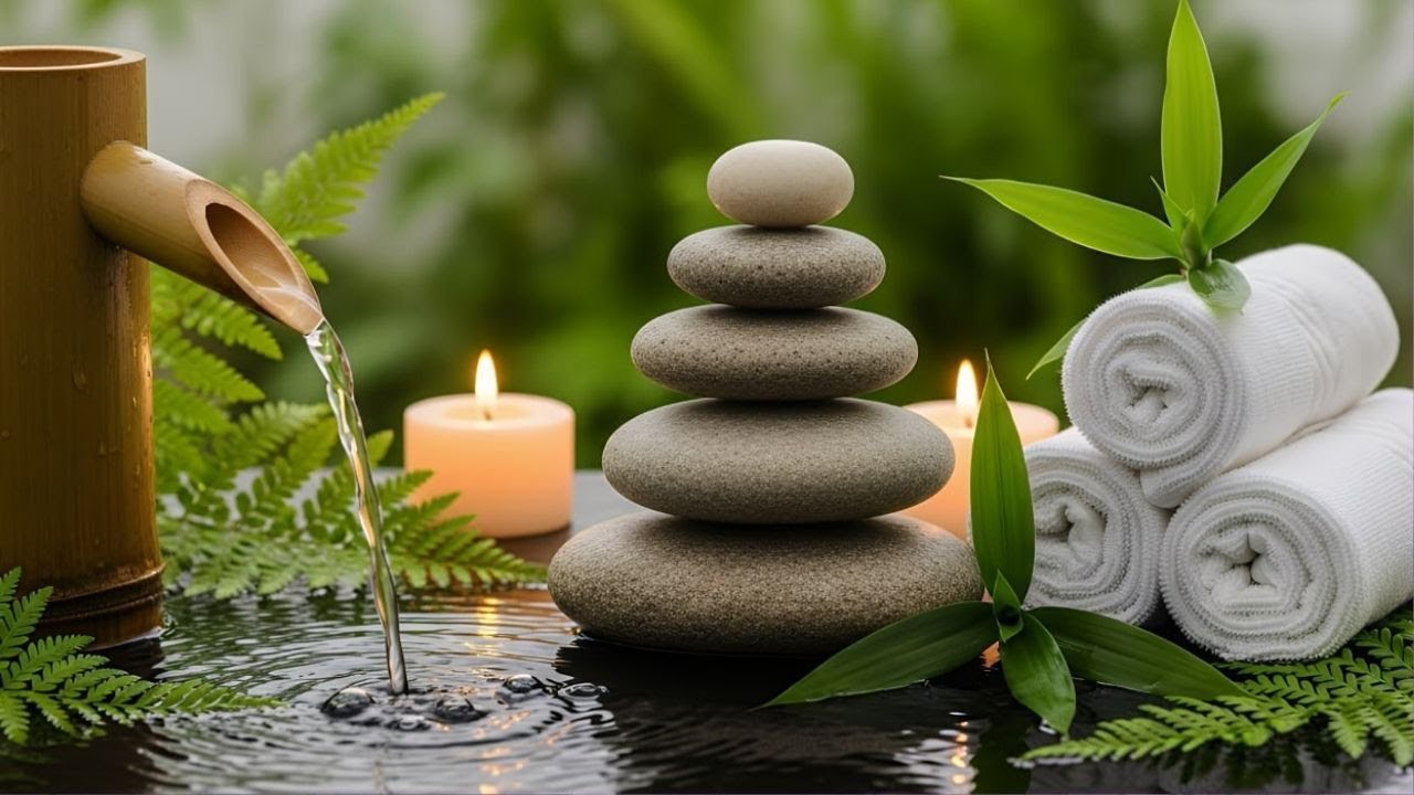 Bamboo Water  Sounds 🌿 Relaxing Piano Music for Deep Relaxation & Sleep