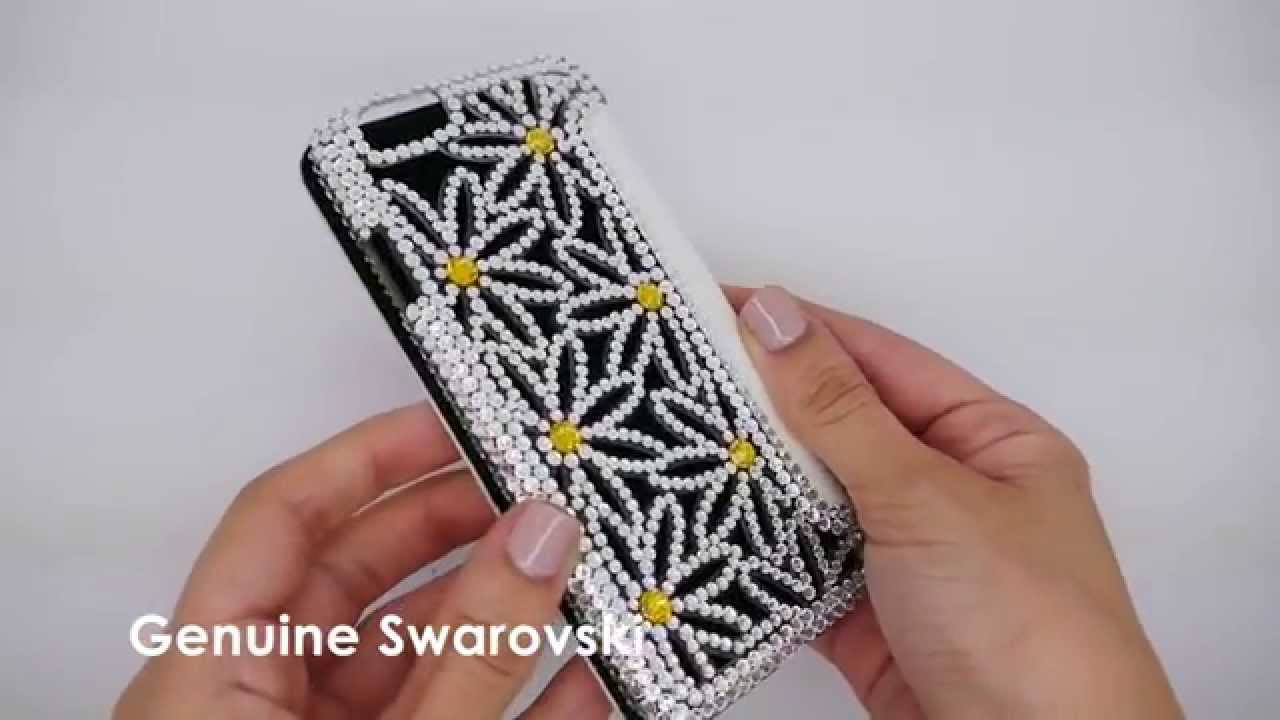 Uunique iPhone 6 Swarovski Crystal -  Elite Reveal White Daisy Folio