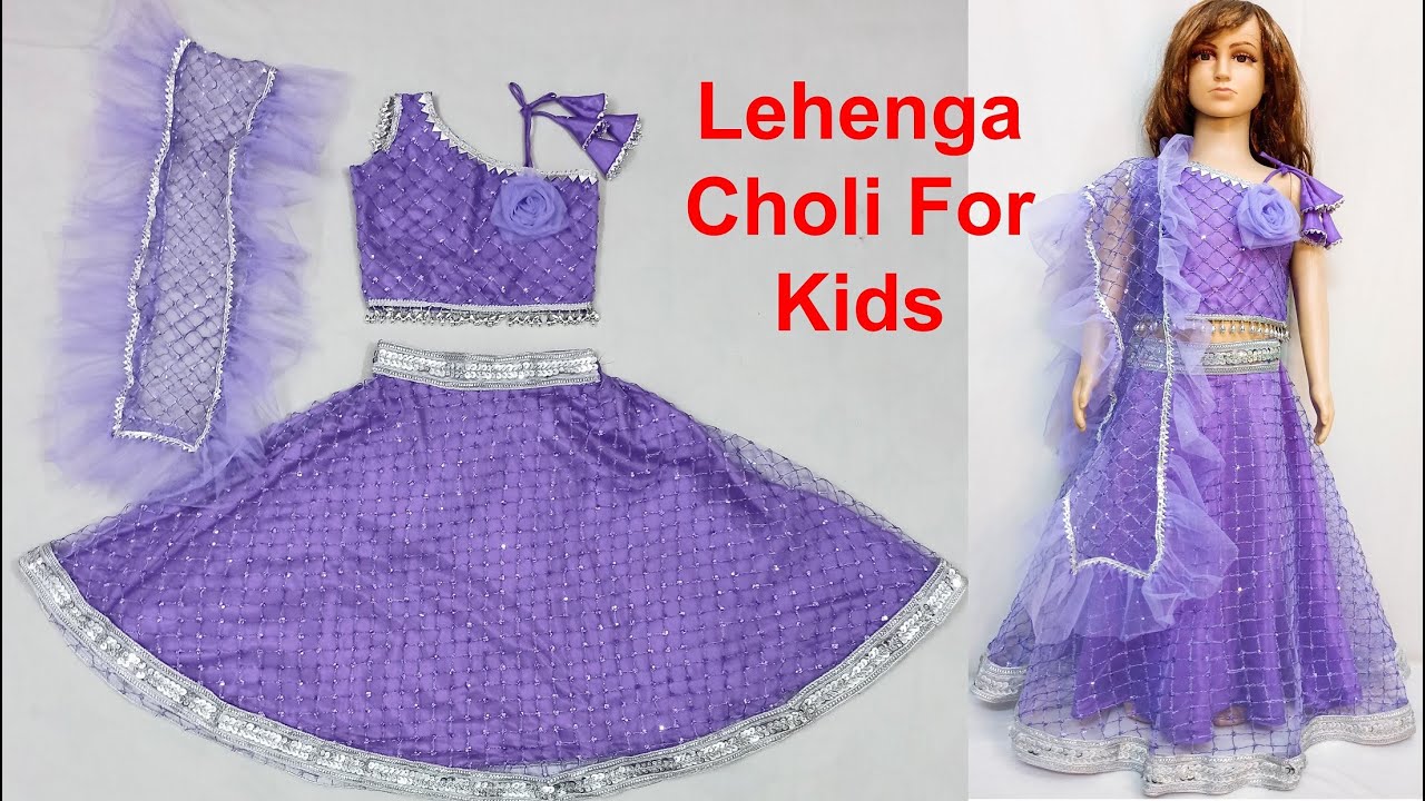 Lehenga choli & dupatta cutting & Stitching for 5 to 6 year Girl-बच्चों का लहंगा बनाने का आसान तरीका