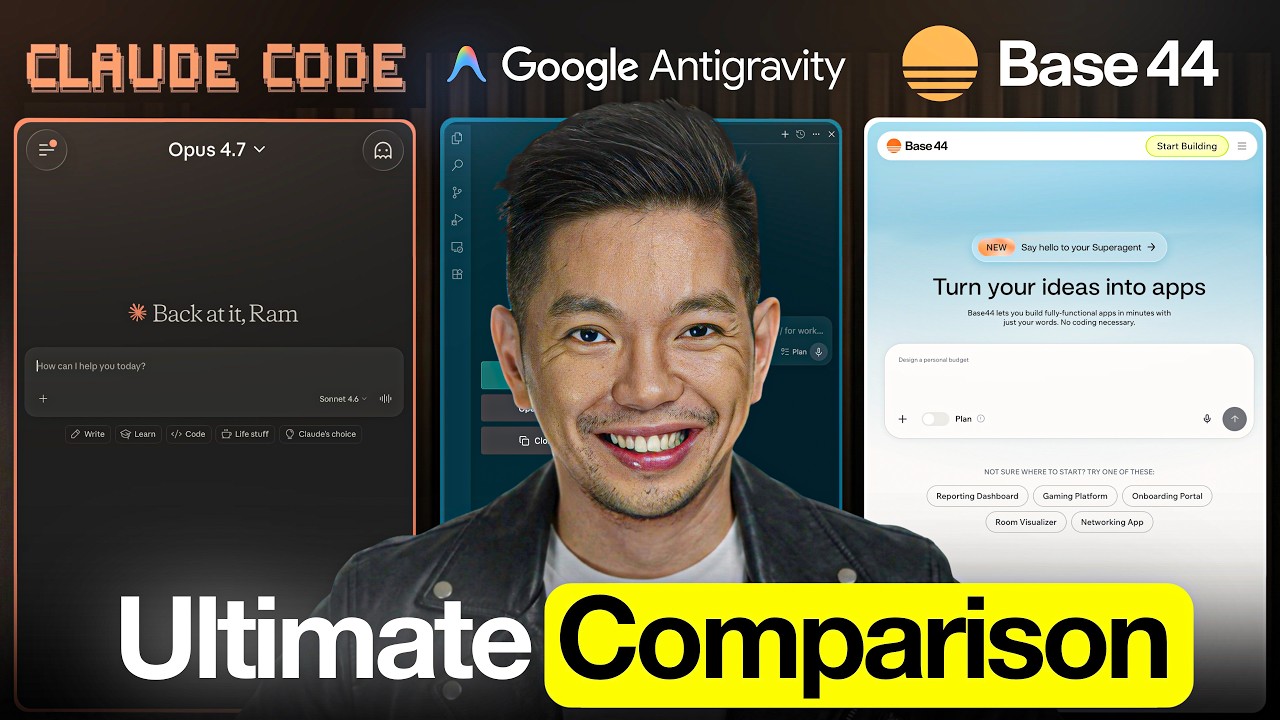 Я создал ОДНО И ТО ЖЕ приложение на Claude Code, Google Antigravity и Base44.