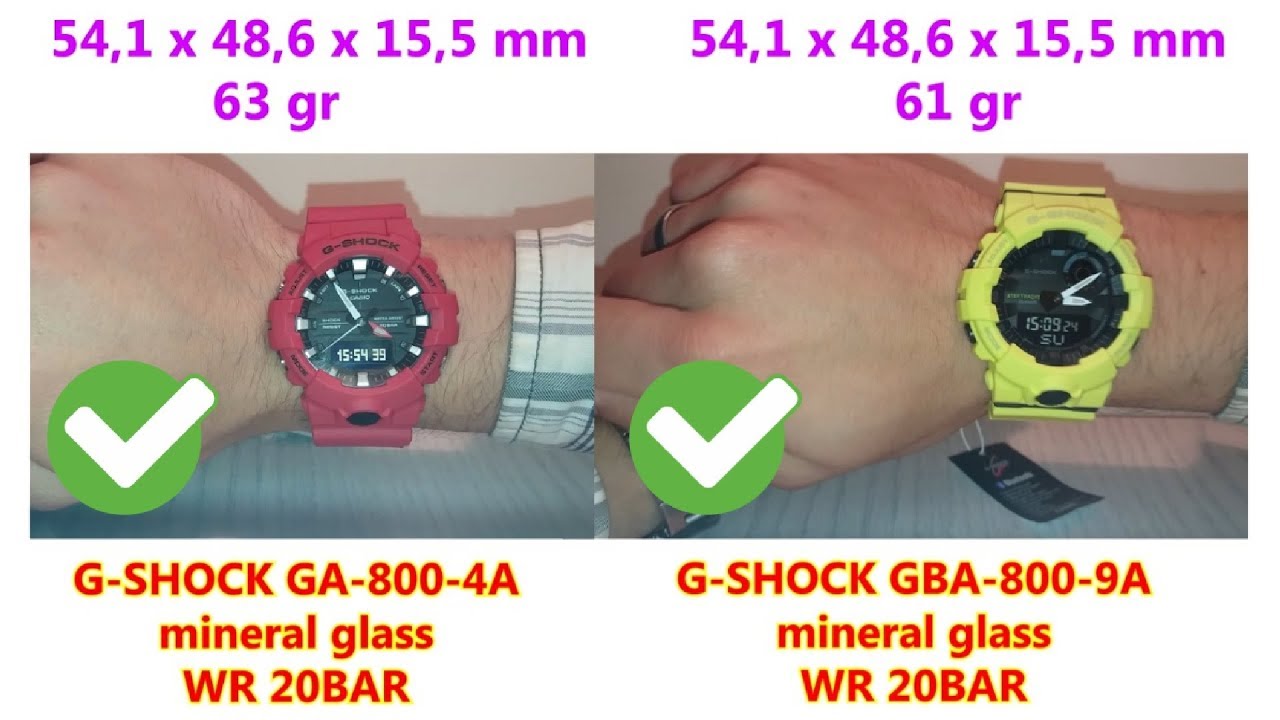 Casio G-Shock GBA-800-9A STEP TRACKER VS Casio G-Shock GA-800-4A