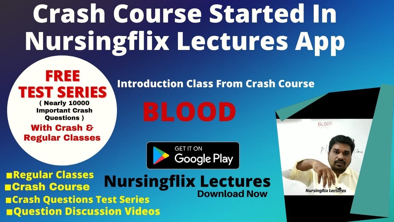 Crash Course First Class in Nursingflix Lectures App(Available on Play store)