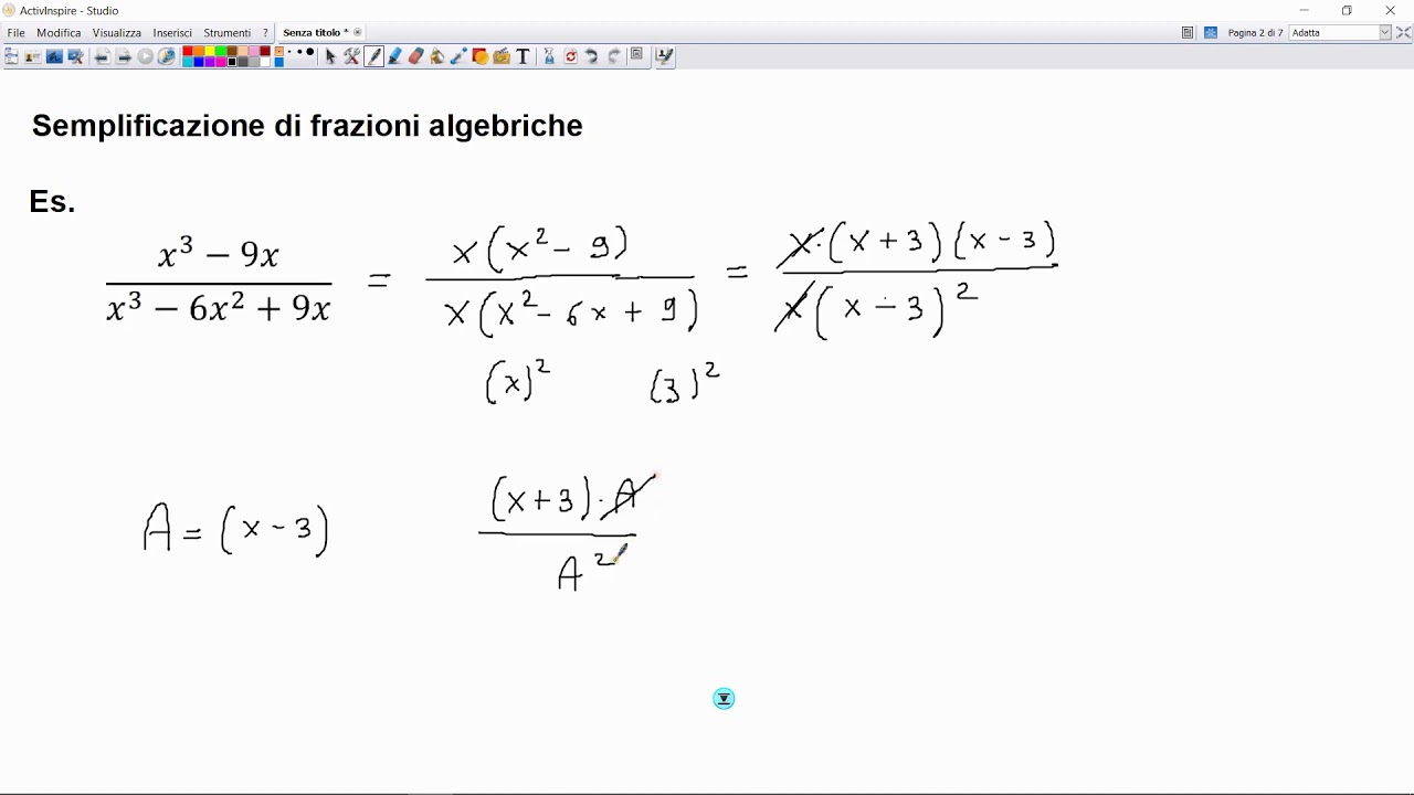 Frazioni algebriche  - Esercizi di semplificazione