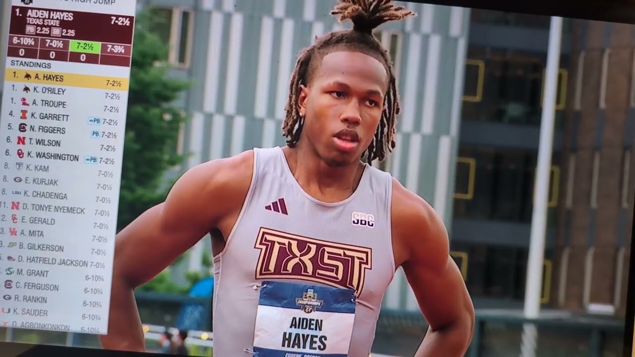 AIDEN HAYES, HIGH JUMP, TEXAS STATE BOBCATS, ALL JUMPS, 2025 NCAA OUTDOOR NATIONALS IN EUGENE