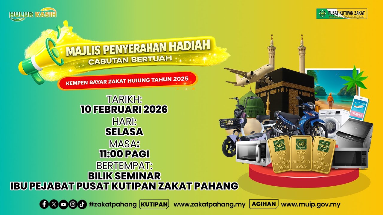 📌 LIVE:  Majlis Penyerahan Hadiah Cabutan Bertuah Kempen Bayar Zakat Hujung Tahun 2025