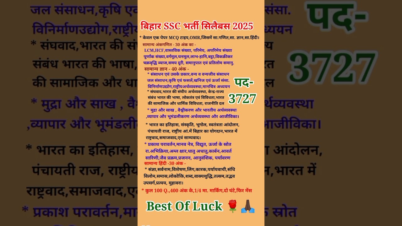 Bihar SSC CGL New Syllabus 2025|Bihar SSC CGL 4 New Bharti 2025|BSSC CGL 2025#Bihar SSC CGL Form 25#