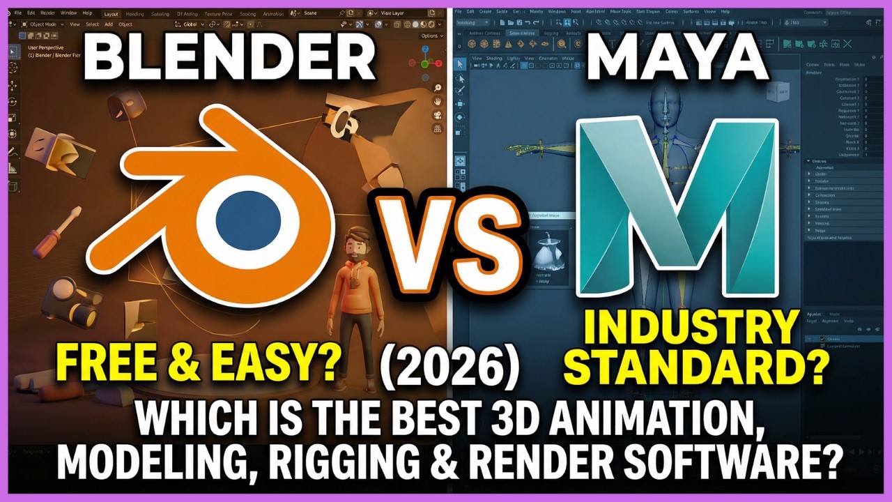 Blender VS Maya (2026): Какая программа лучше для 3D-анимации, моделирования, риггинга и рендеринга?