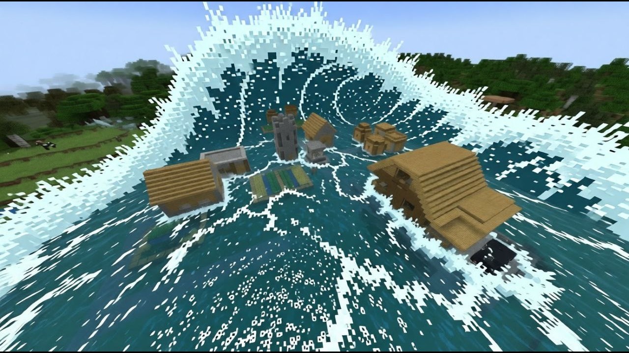 НАШУ ДЕРЕВНЮ ЗАТОПИЛО ЦУНАМИ В MINECRAFT! (FEAT. LAPFSOVE)