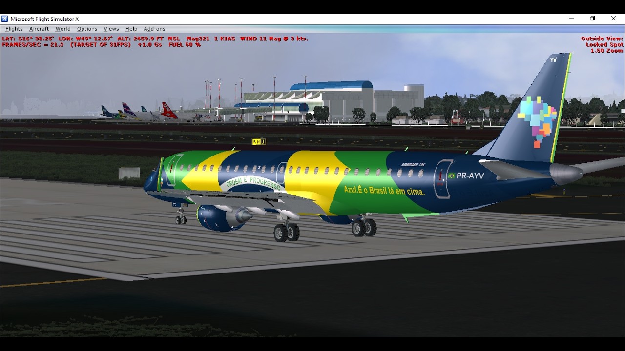 VOO GOIANIA (SBGO)  PARA BRASILIA (SBBR),  COM CHUVA,  NO E-195 DA AZUL by Cmte. JLuiz