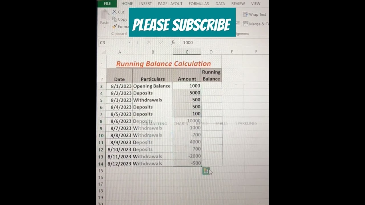 how to calculate running balance in excel | excel tutoring