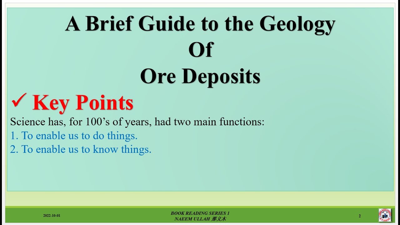 A  Brief Guide to the Geology of Ore Deposits/  Lecture # 01 Economic Geology