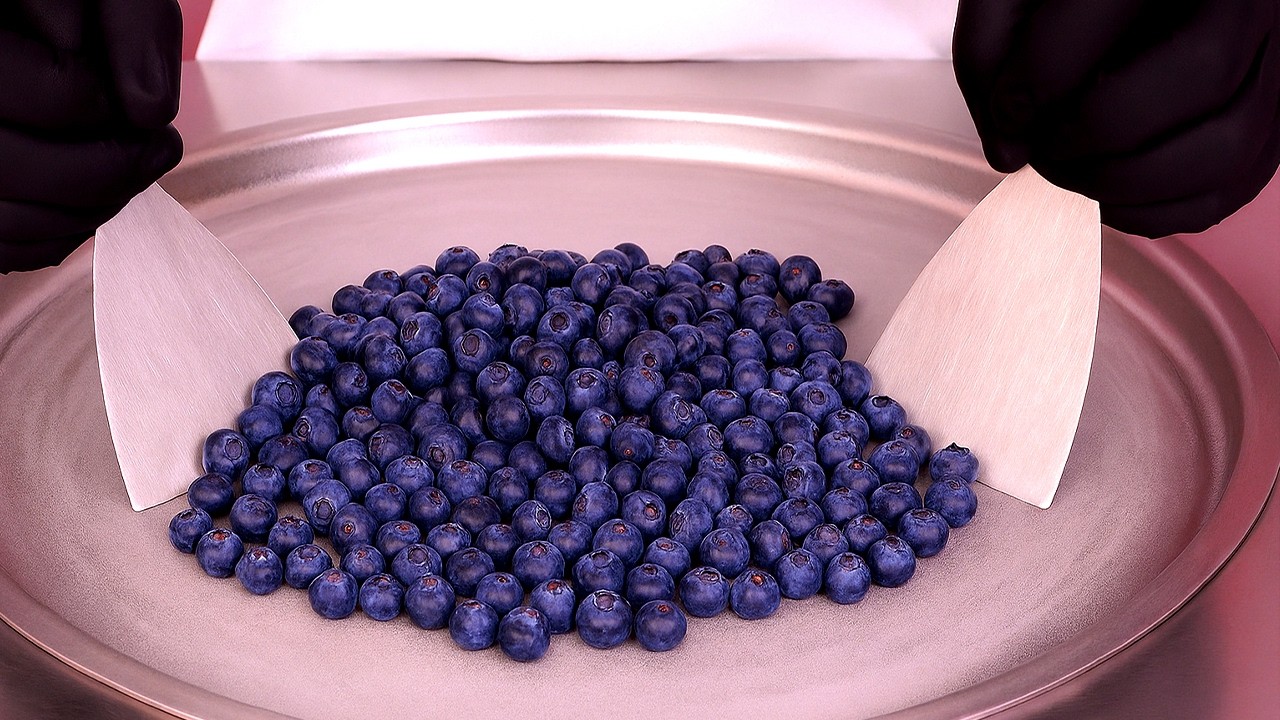 Why Blueberry Ice Cream Rolls Are BETTER Than Regular Ice Cream | Satisfying Food ASMR