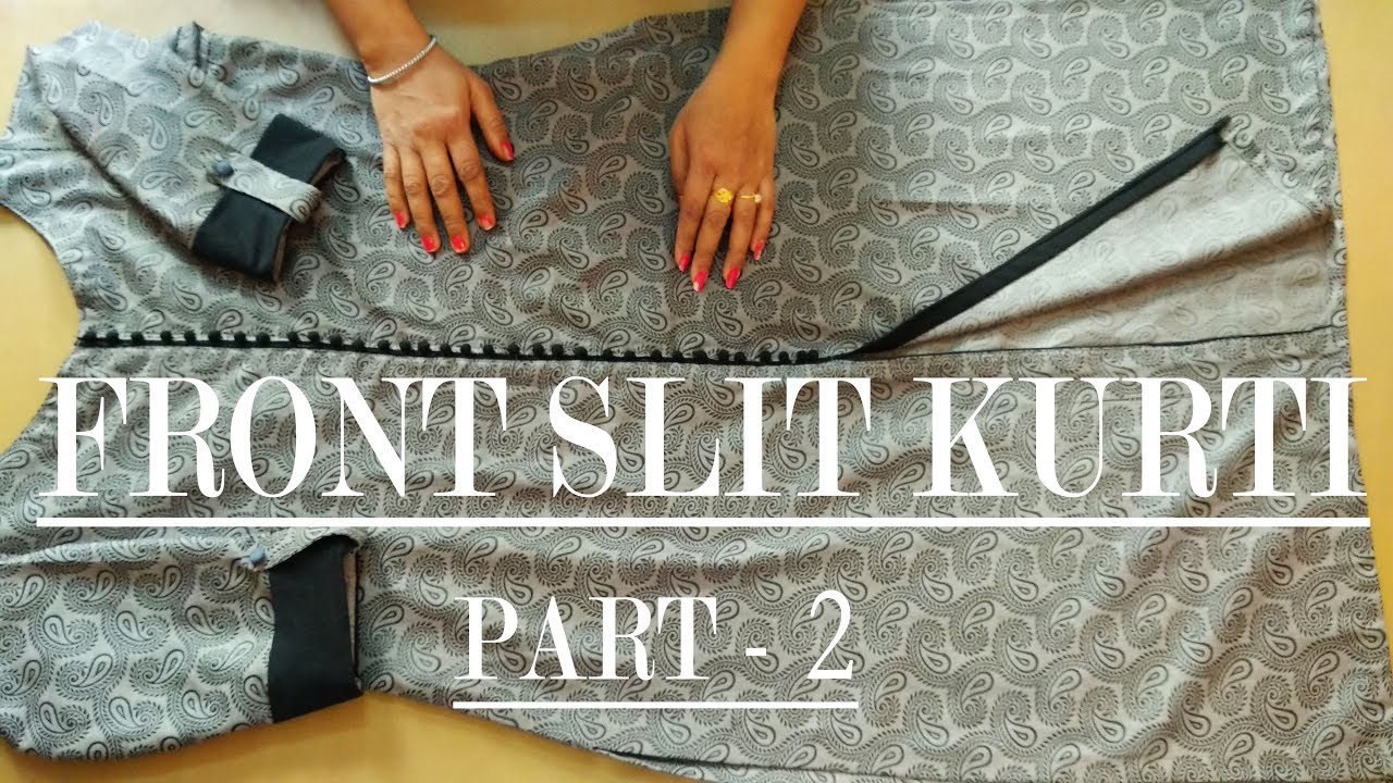 Front slit designer kurti cutting and stitching part -2