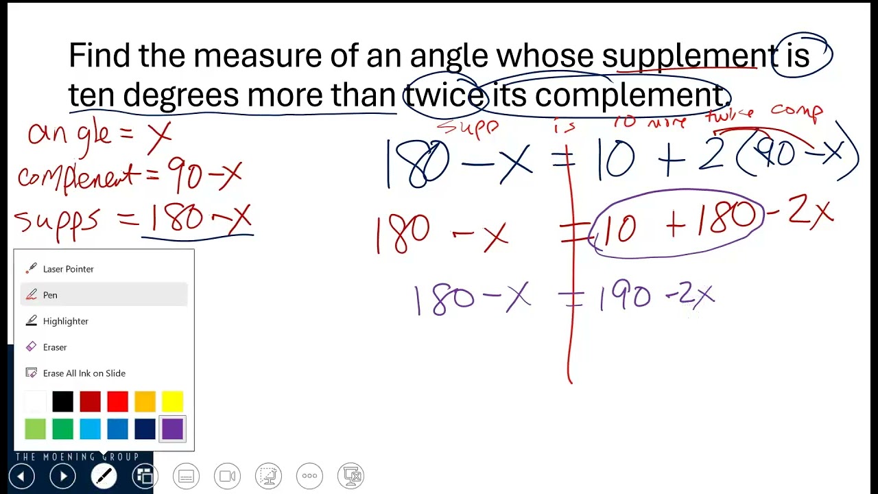 Write and Solve Equations with Complementary and Supplementary Angles