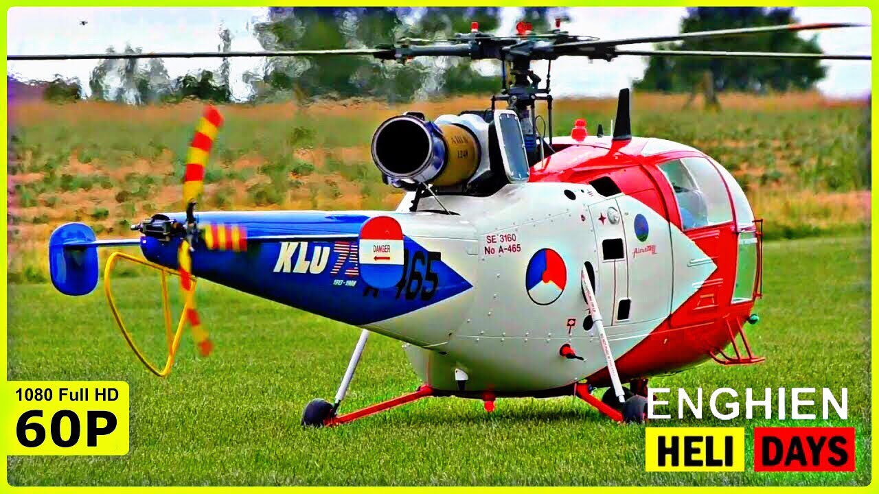 STUNNING GIANT TURBINE SA-319 ALOUETTE III WITH SMOKE | HELIDAYS ENGHIEN 2019