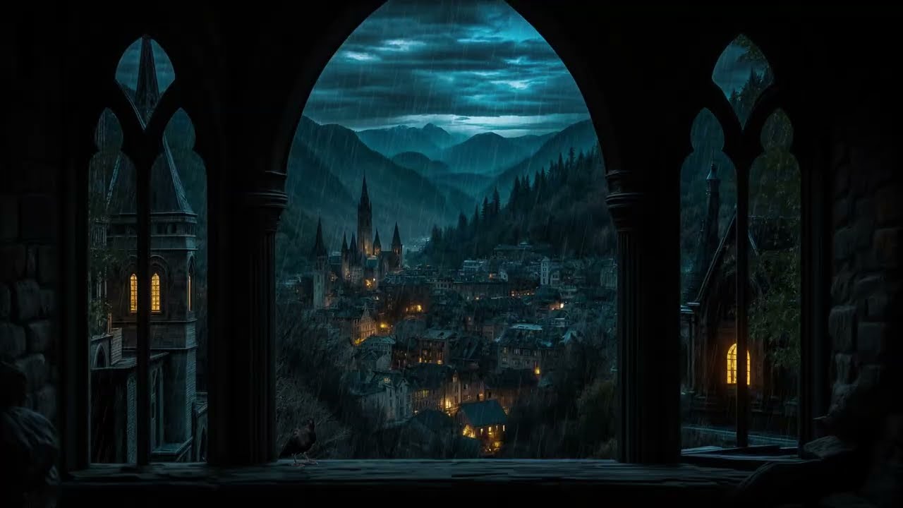 Intense Thunderstorm Inside a Dark Castle Room | Sleep Immediately with Rain Sounds