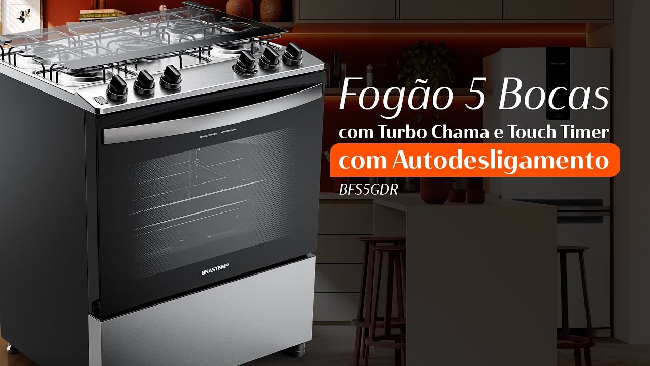 Comercial Brastemp - Fog&atilde;o5 Bocas com Turbo Chama e Touch Timer com Autodesligamento - BFS5GDR