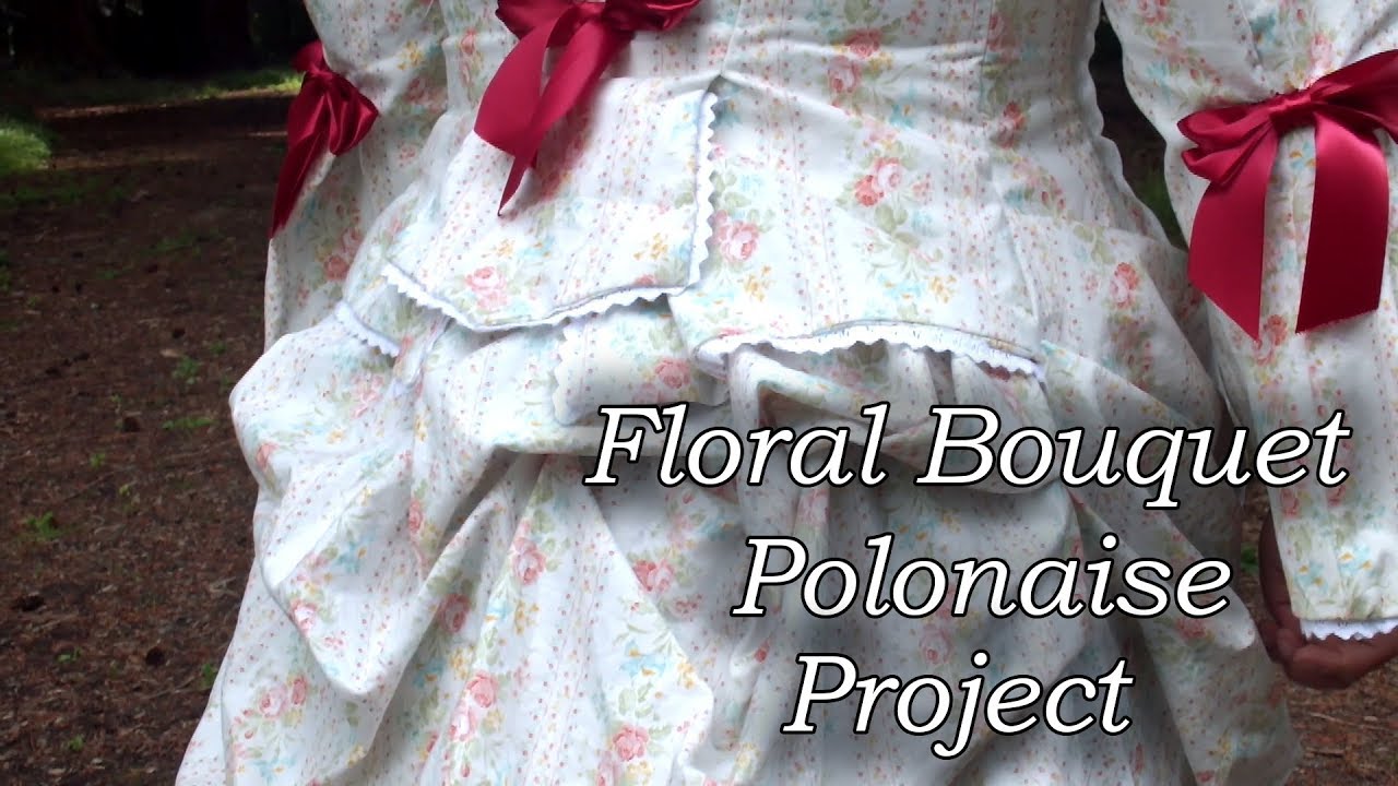 Floral Bouquet Polonaise (Early Bustle Era)