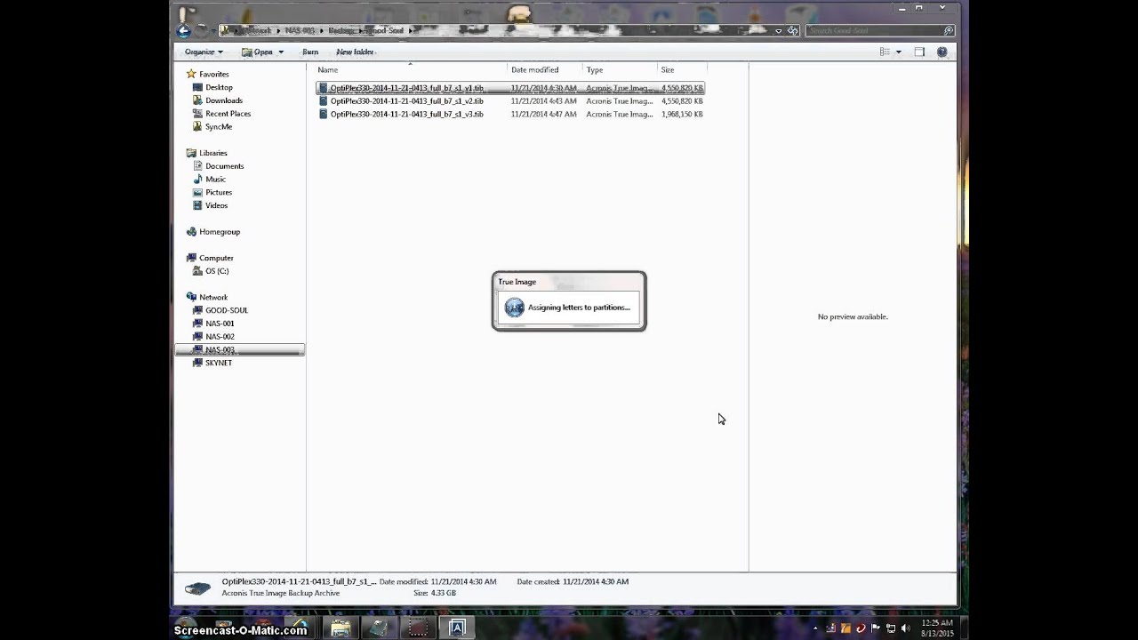 Acronis True Image 2015 build 6525 Mount backup as drive letter works from NAS