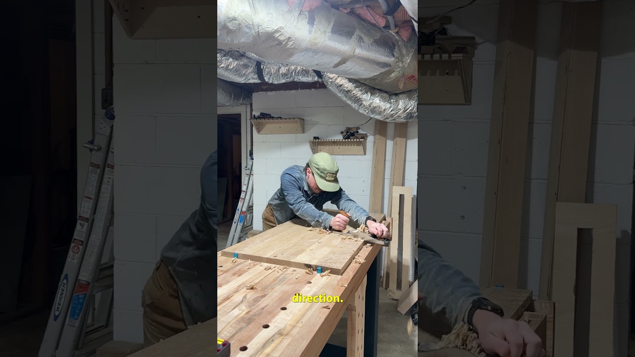 How to flatten a table with hand planes #shorts #diy  #woodworking