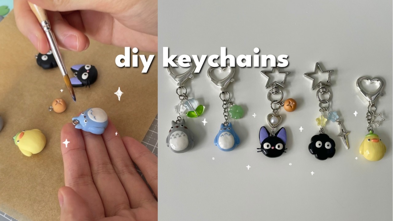 How to Make Clay Keychains 🌱 Studio Ghibli inspired Charms
