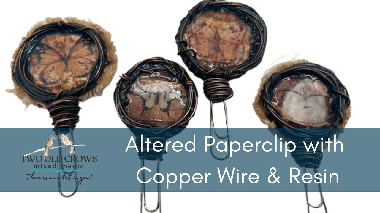 Unique Altered Paperclip with Copper Wire and Resin to use in Junk Journals | Junk Journal Fodder