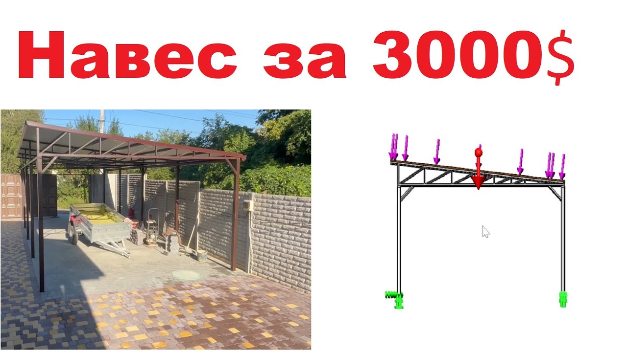 Навес за 3000 $ проверяем в solidworks
