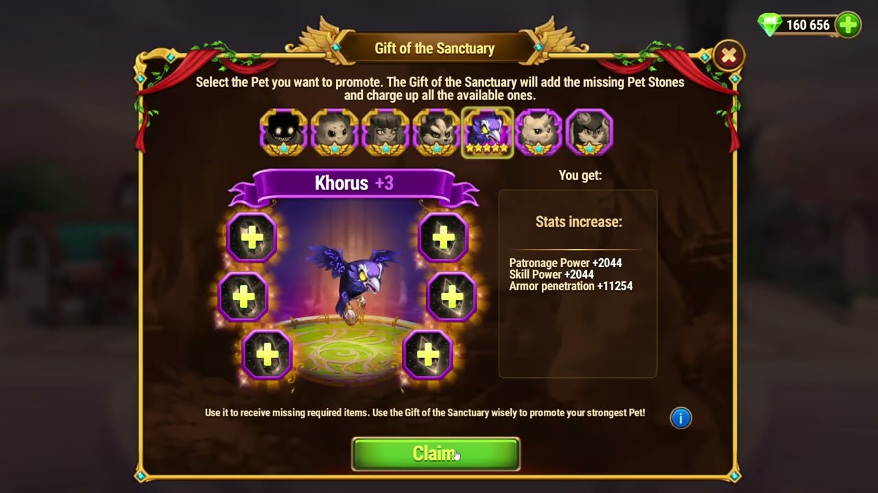 Hero Wars: using the Gift of the Sanctuary on Khorus