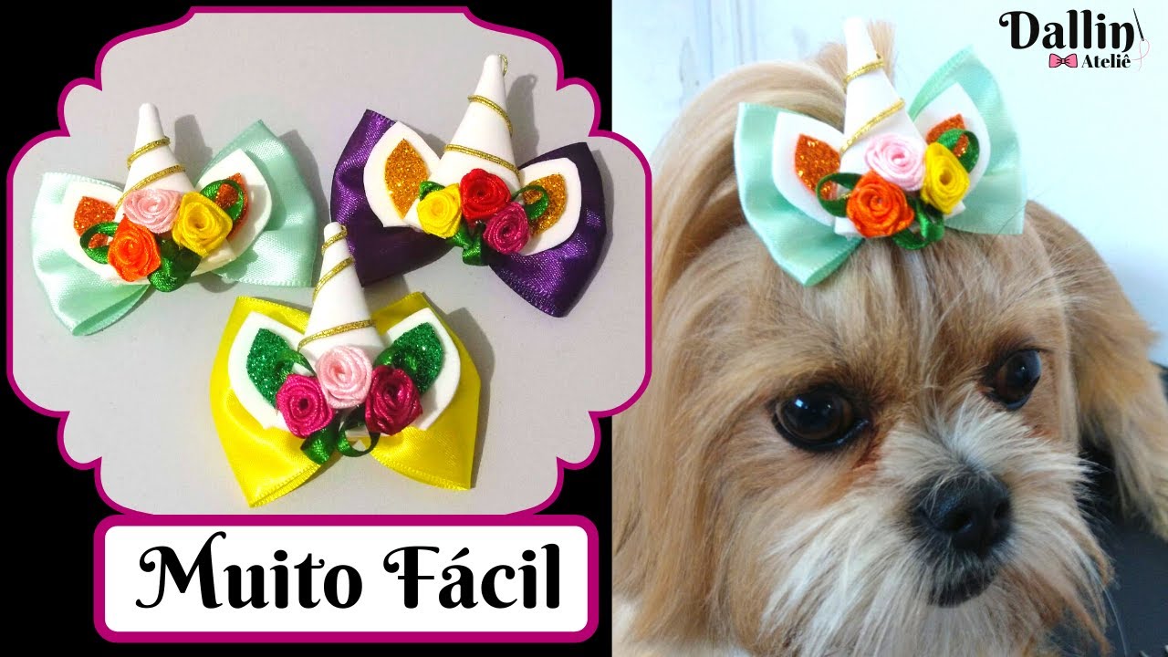 Laço Pet Luxo | Unicórnio | Como Fazer | Simples e Lindo