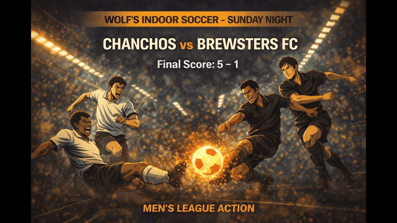 Chanchos vs Brewsters FC | 5–1 Dominant Performance ⚫🔥 | Sunday Men’s League at Wolf’s Indoor Soccer