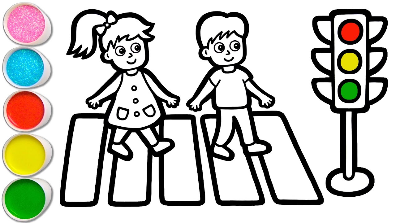 Crosswalk Drawing, Painting and Coloring for Kids & Toddlers | How to Draw, Paint Basics #227