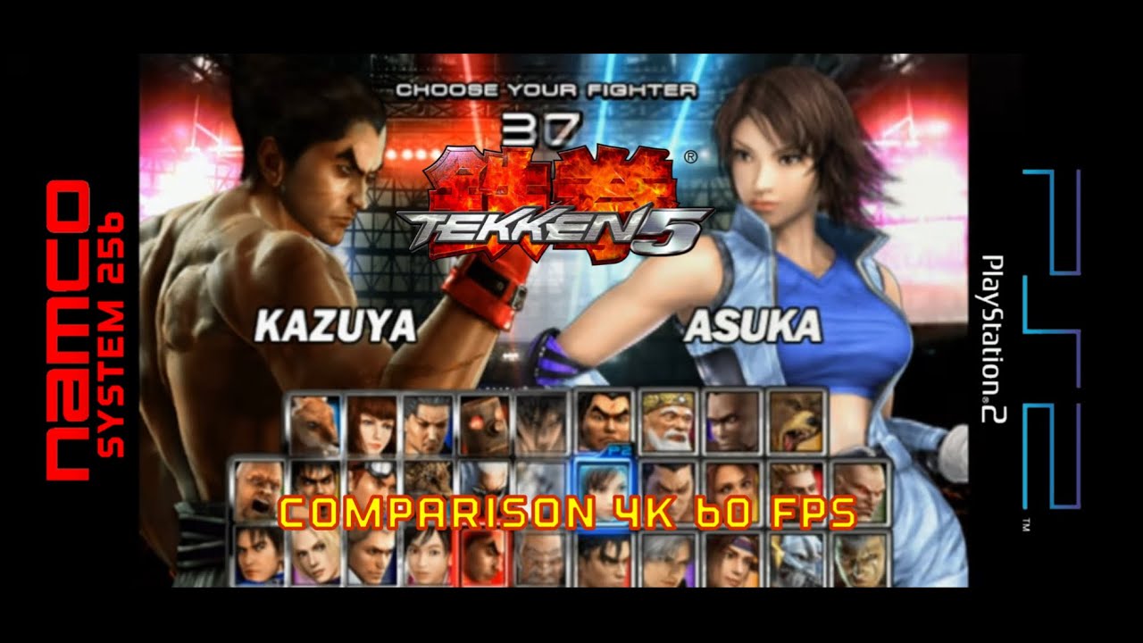 TEKKEN 5 (Arcade Namco System 256 vs PlayStation 2) comparison 4K 60FPS