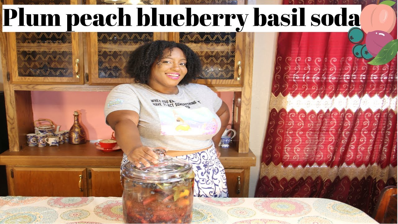 Plum Peach blueberry basil natural soda