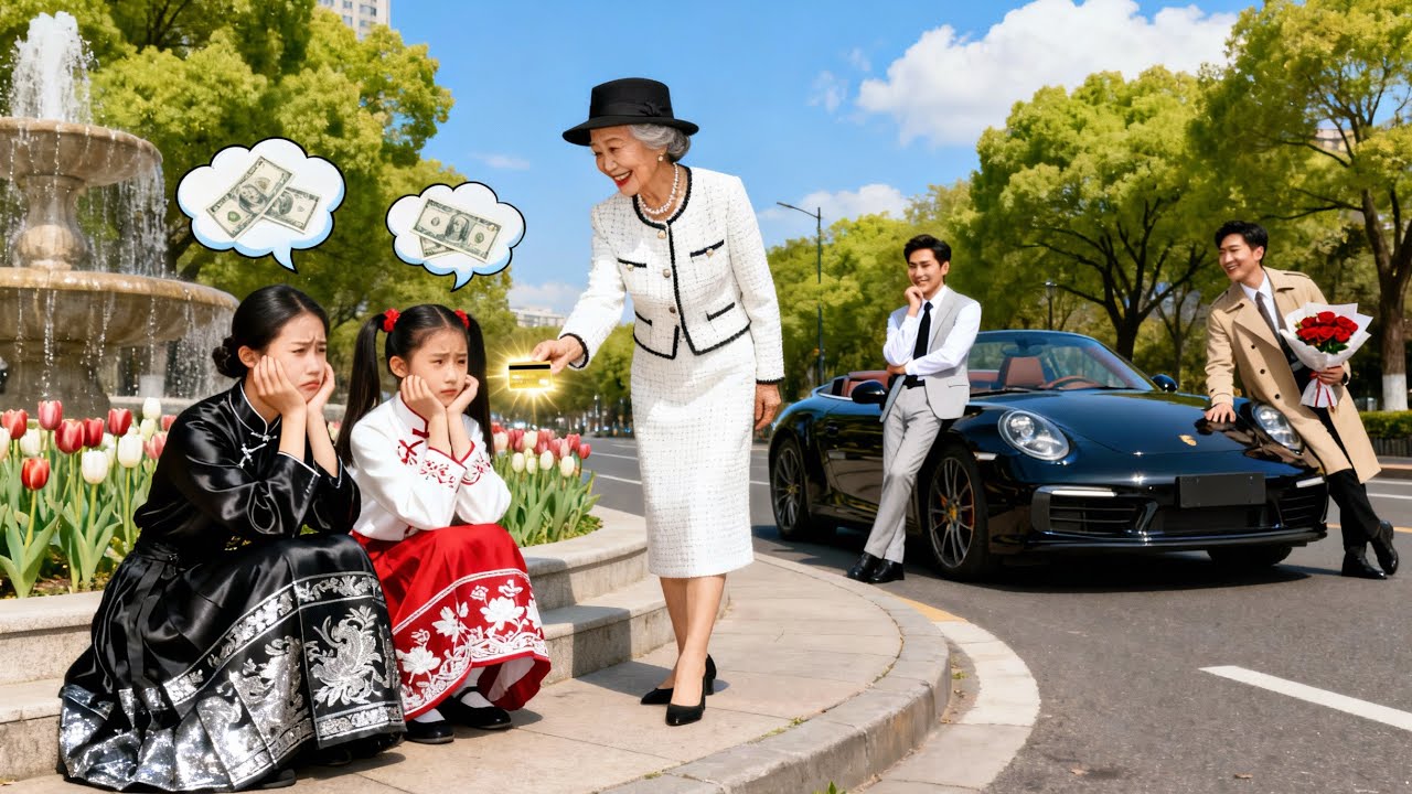 Hermanas sin dinero calle; anciana rica las acoge, hijos CEO se enamoran al instante #drama #españa