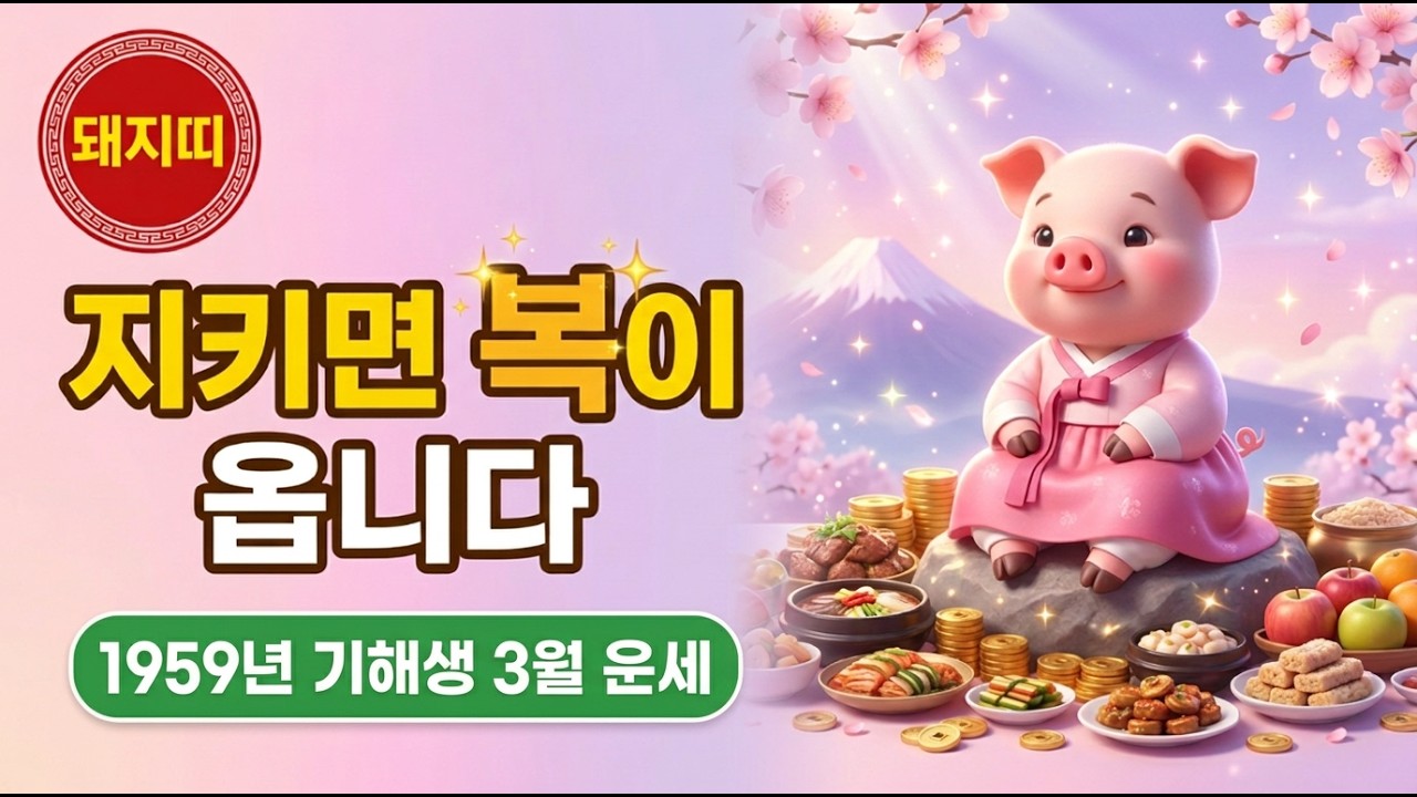 2026년 3월 돼지띠 운세ㅣ1959년 기해생 복이 쏟아집니다, 받으세요