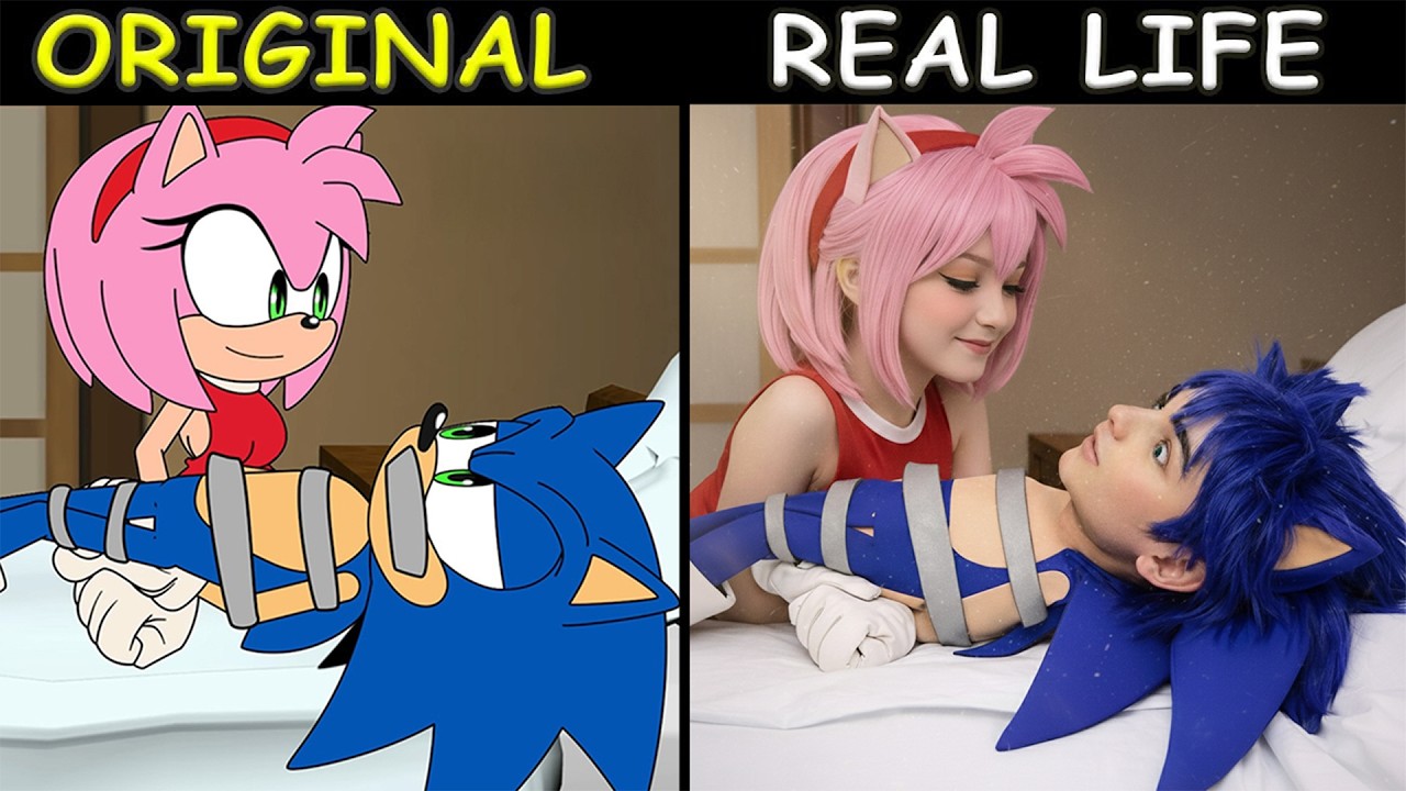 SONIC AND AMY KISS! Real Life | Sonic The Hedgehog 3 Animation | Original vs REAL LIFE