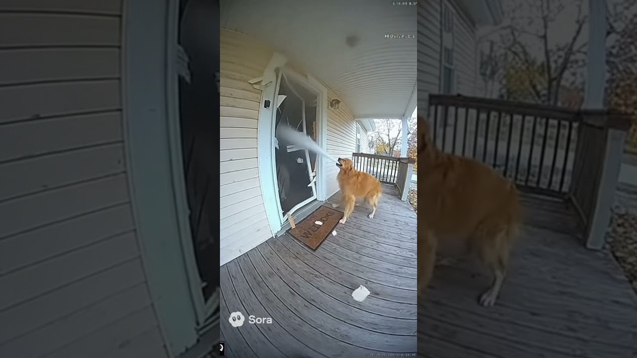 Dog shoot water from its mouth #sora #ai #aivideo #sora2 #goldenretriever