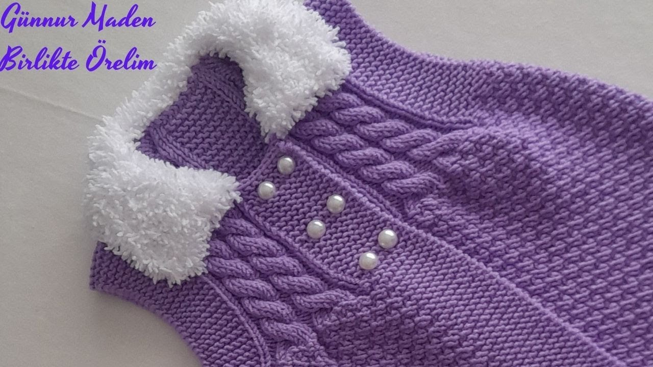 Saçörgülü Pirinç Örgü Bebek Yeleği 2_3 yaş arası                             #bebekörgüleri#knitting