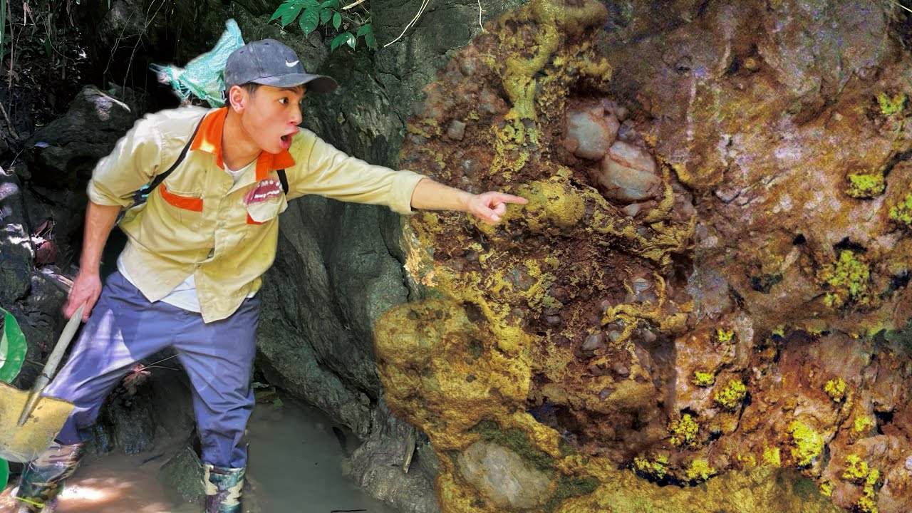 Discovery of a white quartz cliff containing a stunning pure gold vein