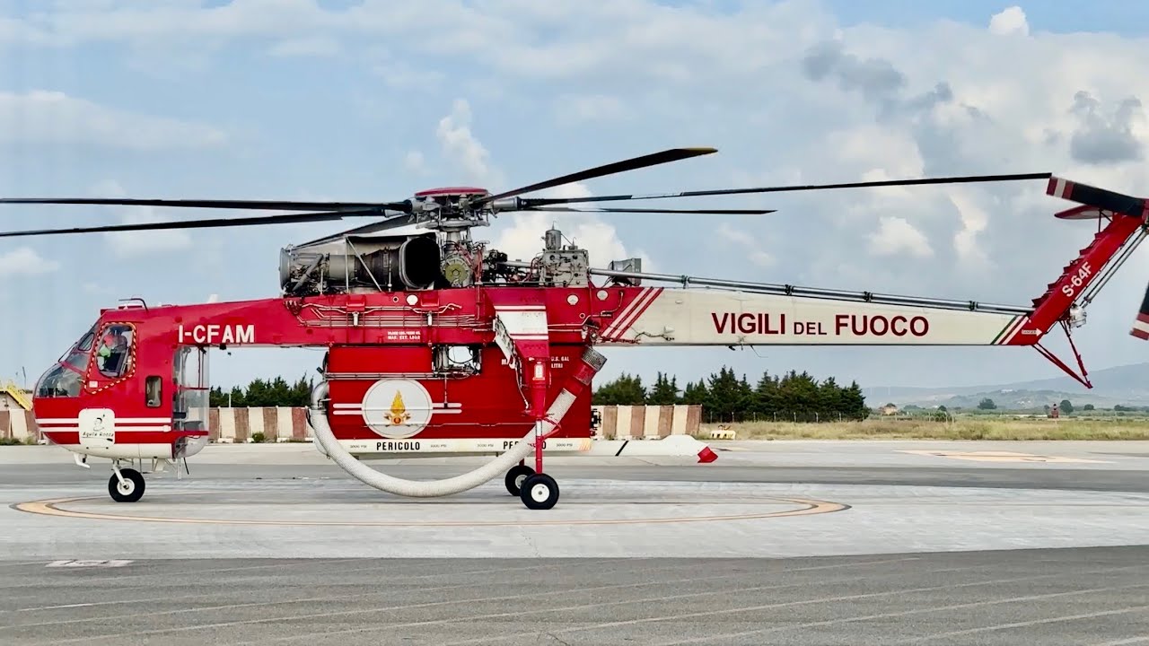 APU and Engines START-UP Erickson Sikorsky S-64F skycrane awesome sound ! 