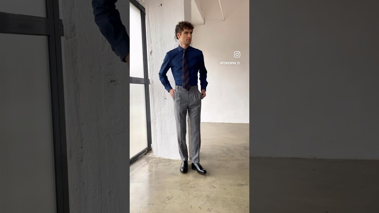 Eleganckie spodnie męskie z wysokim stanem. Moda na sartorialny styl męski.