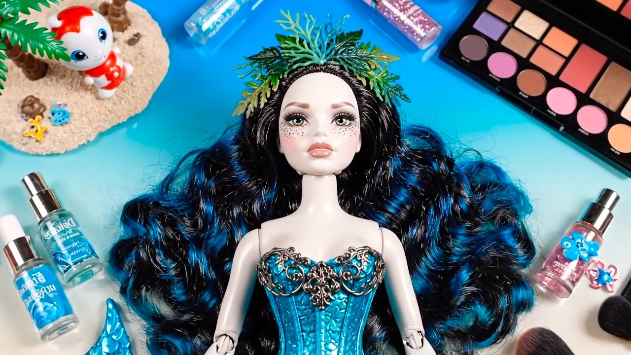 Faraway Forest Water Sprite Barbie Doll Glitter Brushes and Eye Makeup ASMR