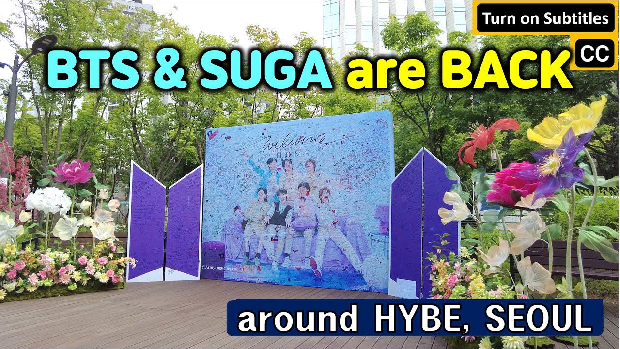 «BTS и SUGA вернулись. D-2» около здания HYBE, Сеул
