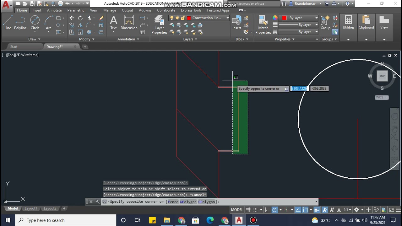 Oblique Drawing -Cabinet AutoCAD