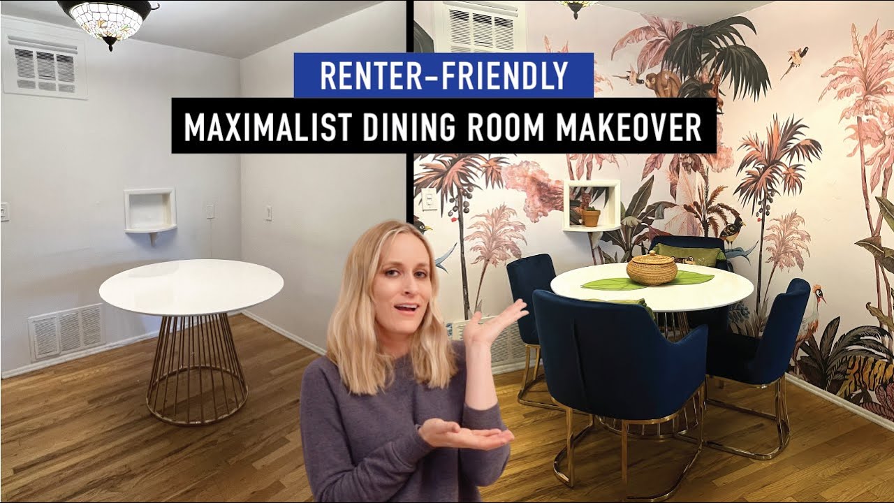 RENTER-FRIENDLY MAXIMALIST DINING ROOM MAKEOVER | RENTER-FRIENDLY WALLPAPER HACK