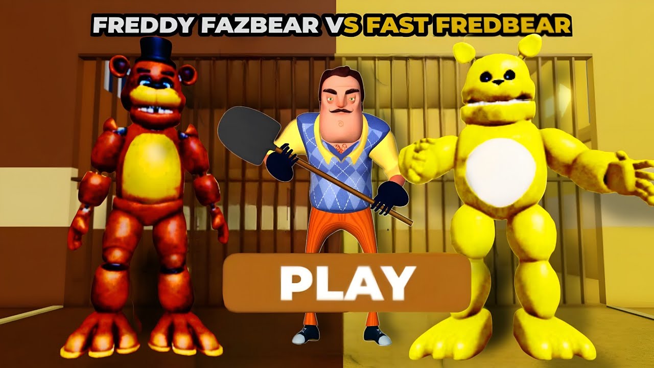 FREDDY VS FAST FREDBEAR PRISON RUN! (OBBY) - Hello Neighbor Escapes Double trouble! | Goat Gaming